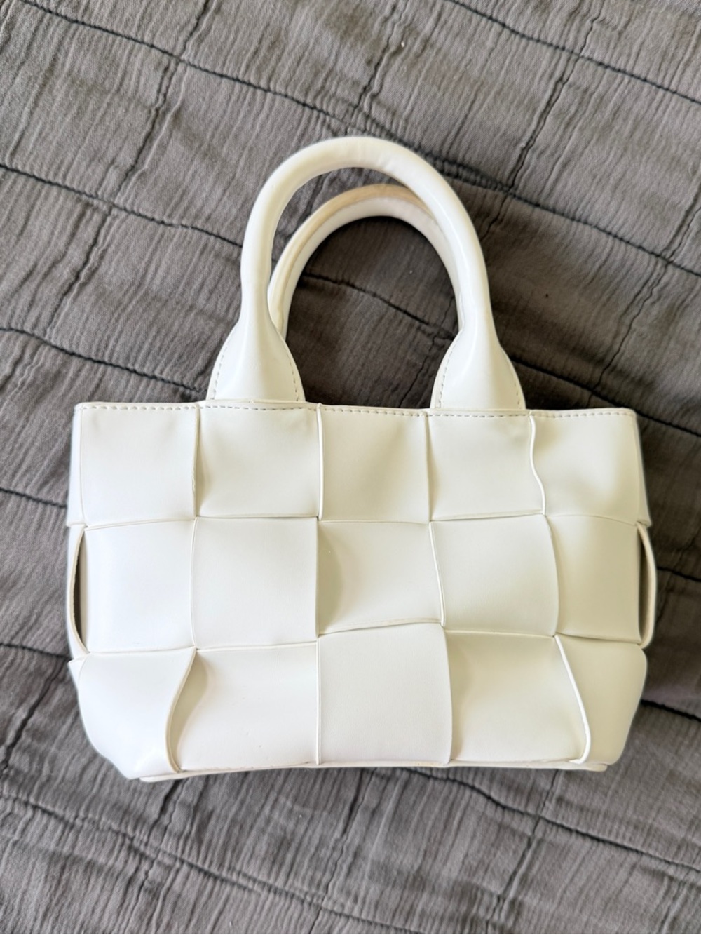 White Woven Small Hand Bag